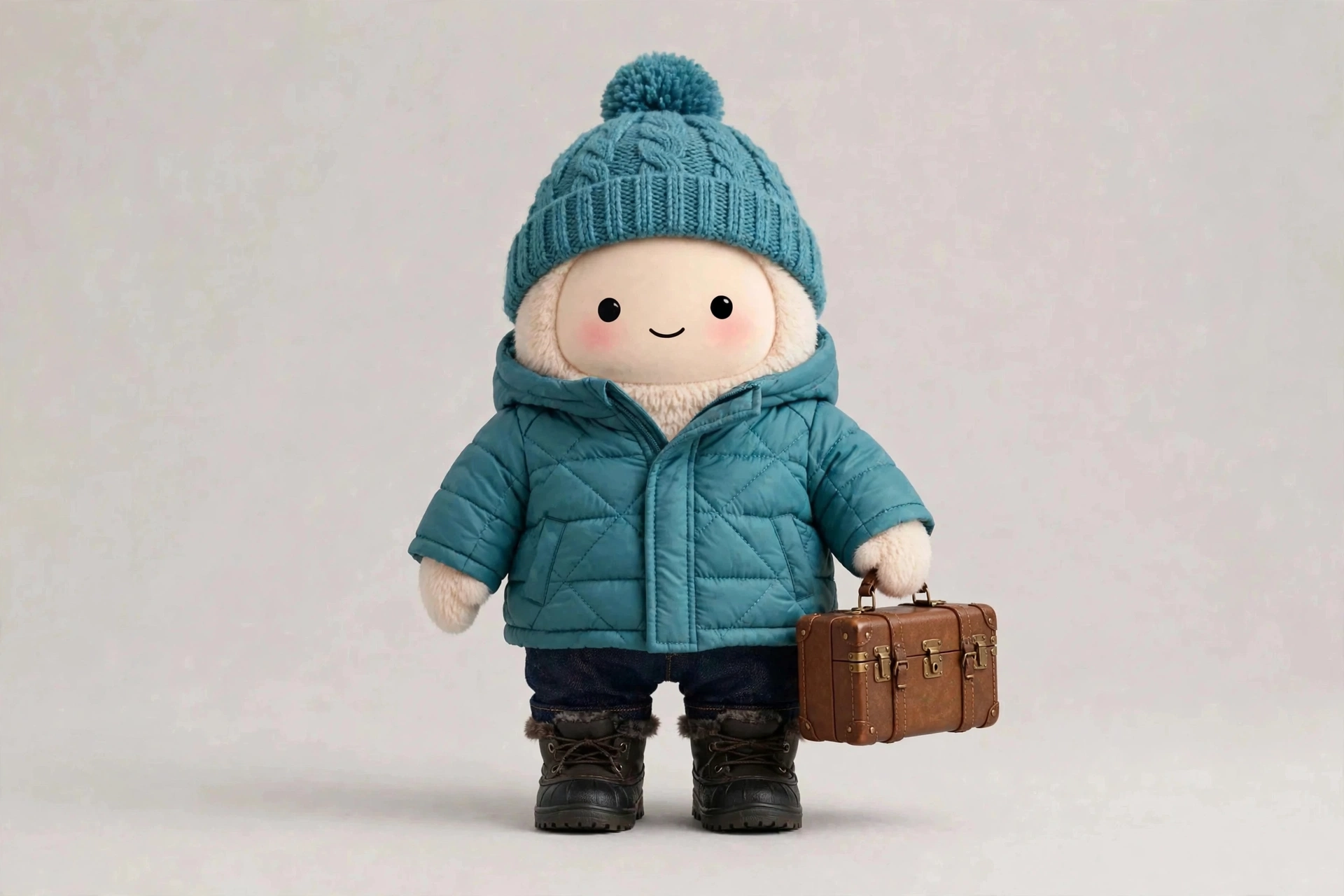 Budget Travel Planner wearing Winter Trip Warmth — Cosy padded warmth for snowy budget getaways.