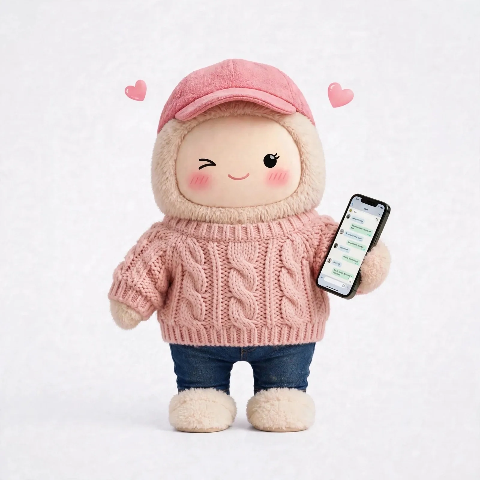 Flirty Companion wearing Cozy Cable Sweater — A chunky knit and jeans combo for cozy stay-in evenings.