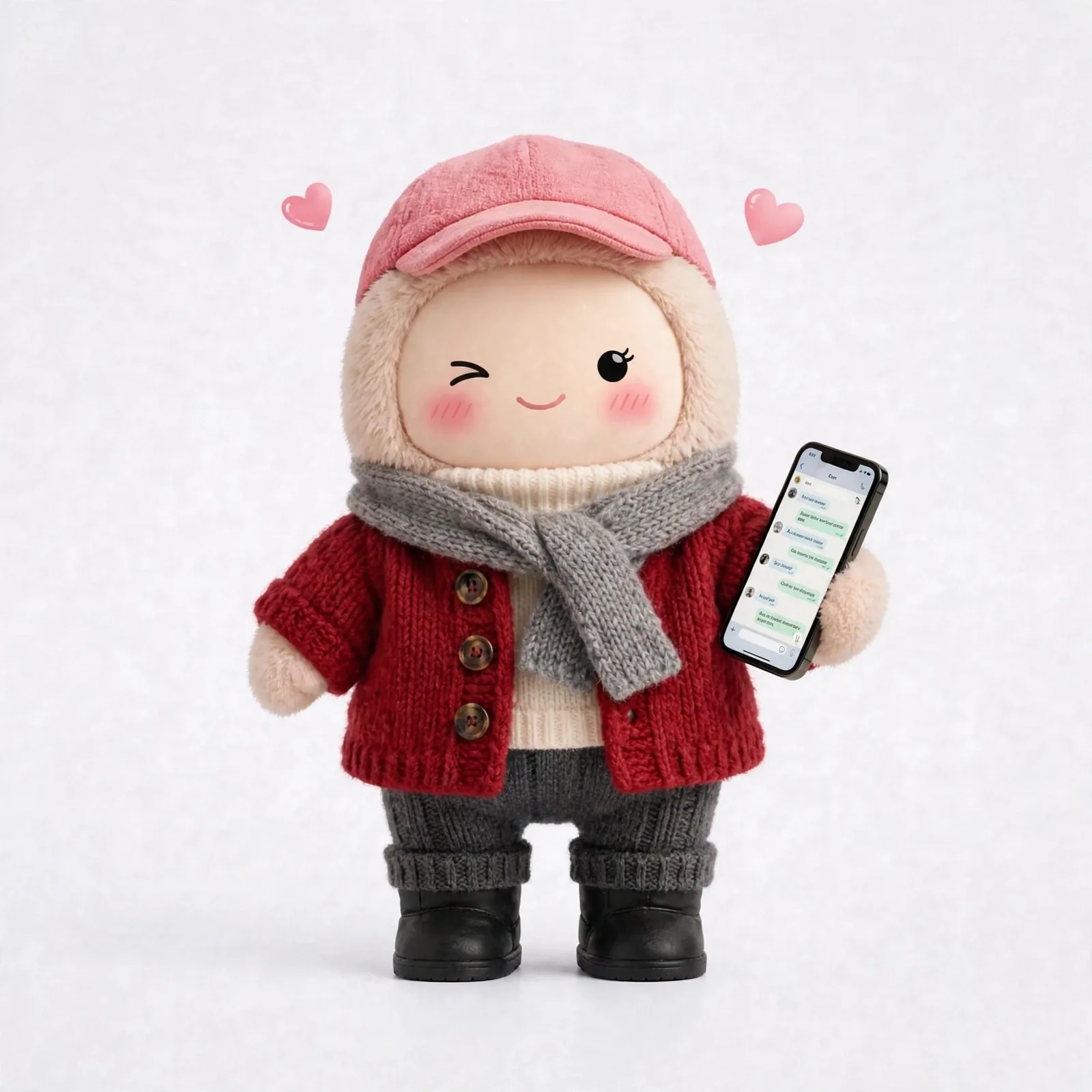 Flirty Companion wearing Winter Berry Coat — Warm and charming for a frosty evening walk together.