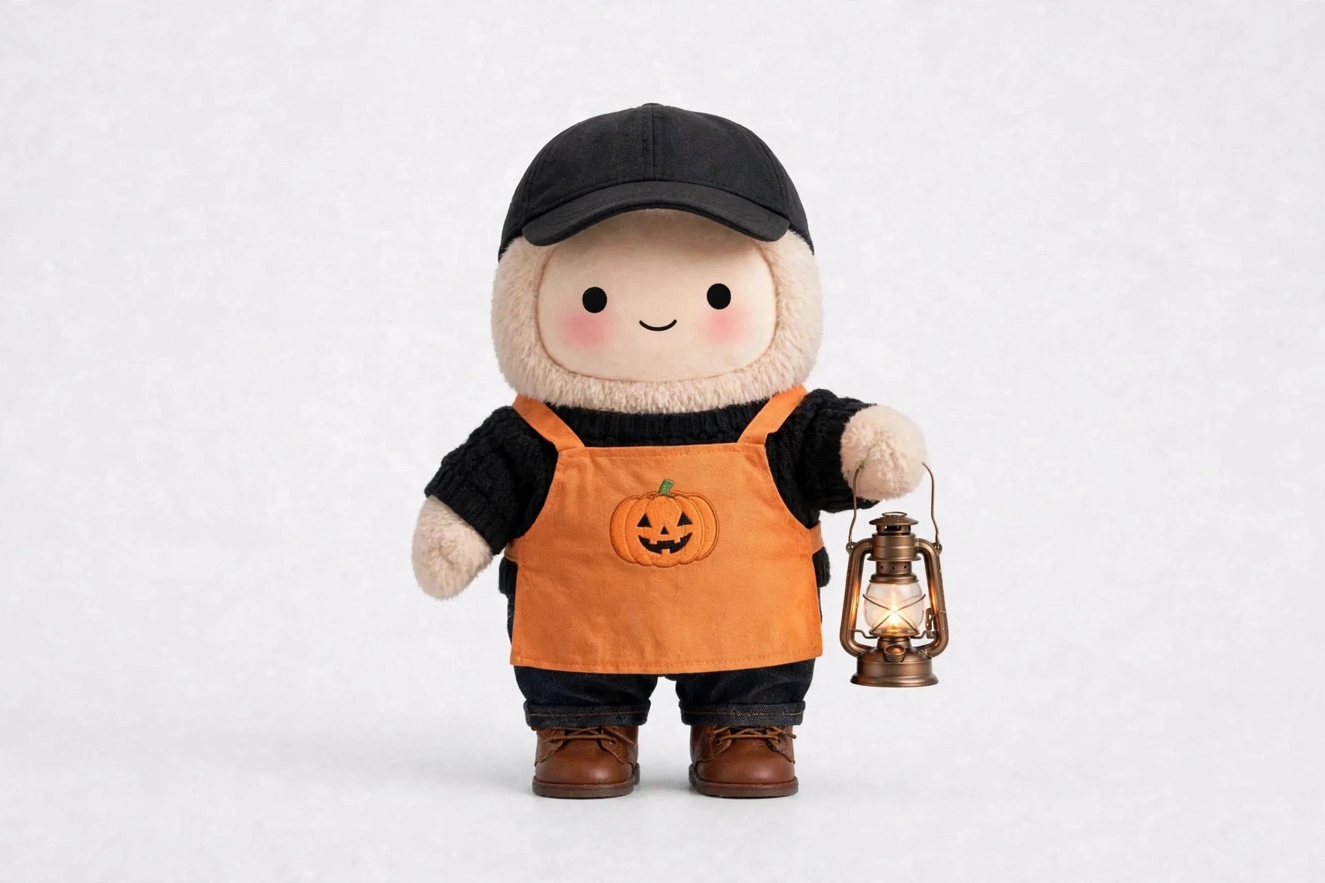 Haunted Host wearing Pumpkin Carving Apron — A pumpkin apron for hosting the carving table.