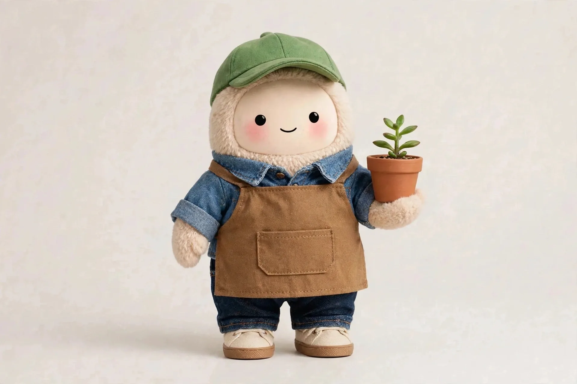 Plant Coach wearing Repotting Day Denim — Denim and apron ready for messy repotting day.