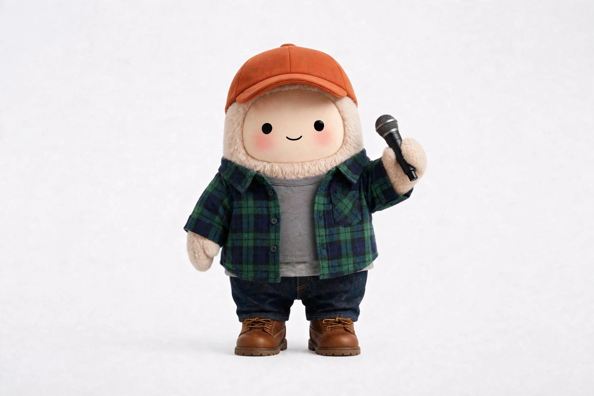 Podcast Producer wearing Home Studio Flannel — Easy flannel comfort for recording from home.
