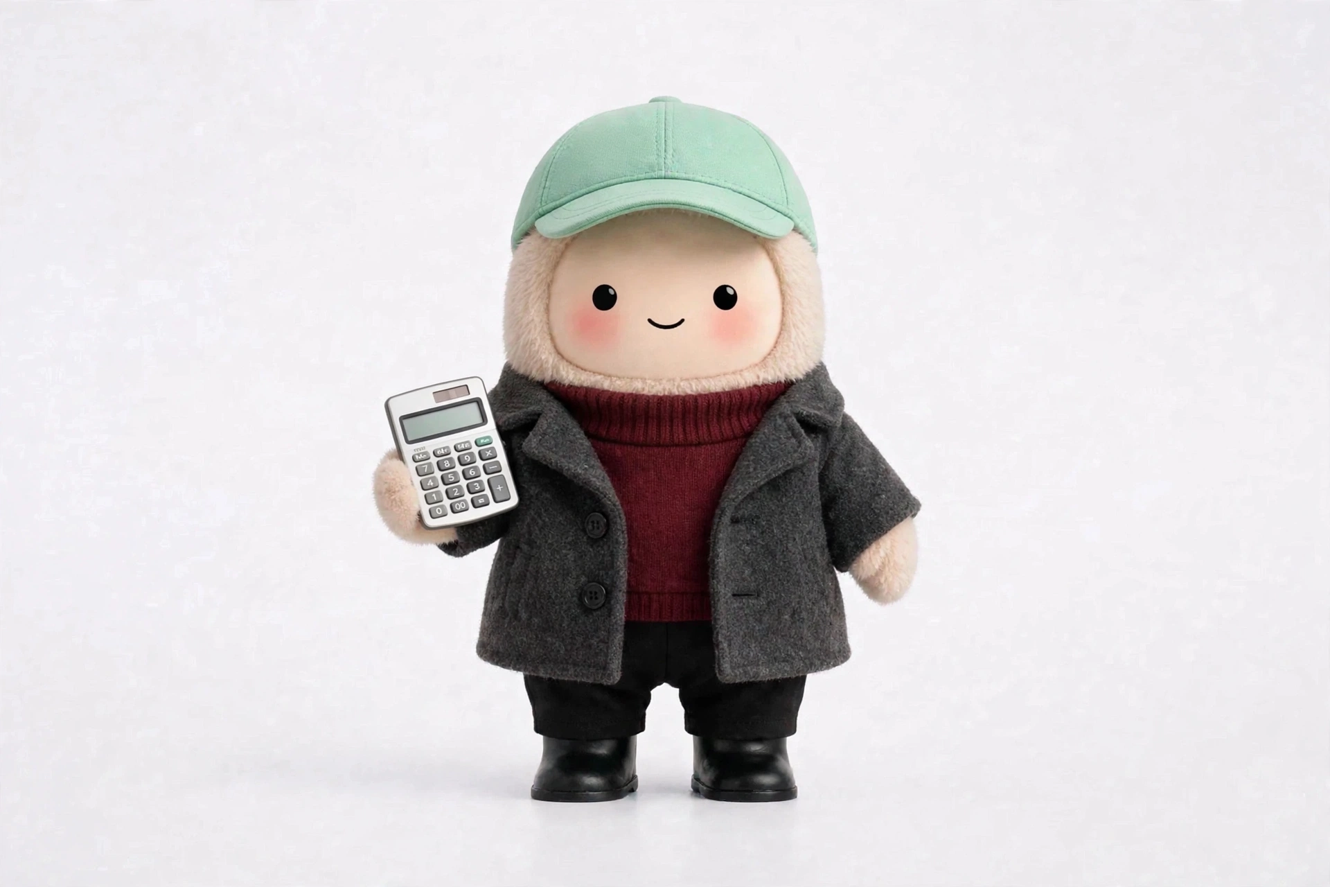 Small Business Bookkeeper wearing Winter Numbers Layers — Warm layers for end-of-year number crunching.