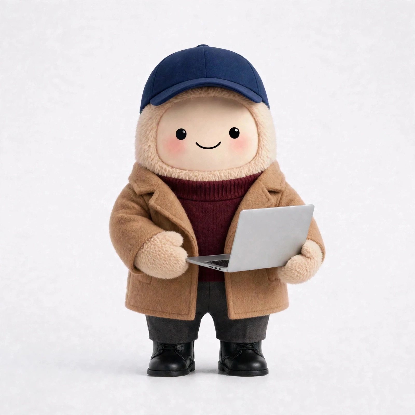 Startup Cofounder wearing Winter Pitch Coat — Warm camel coat confidence on a cold morning.